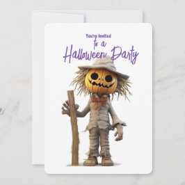 Pumpkin Head Scarecrow Halloween Party Kaart