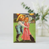 Pumpkin-head-screcrow-paar in liefde briefkaart (Staand voorkant)