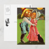 Pumpkin-head-screcrow-paar in liefde briefkaart (Voorkant / Achterkant)