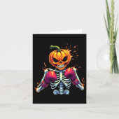 Pumpkin Head Skeleton Boxing Halloween Spooky Figh Kaart (Voorkant)