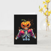 Pumpkin Head Skeleton Boxing Halloween Spooky Figh Kaart (Gele Bloem)