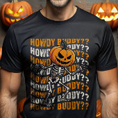 Pumpkin Head Skeleton Howdy Buddy Halloween Grappi T-shirt