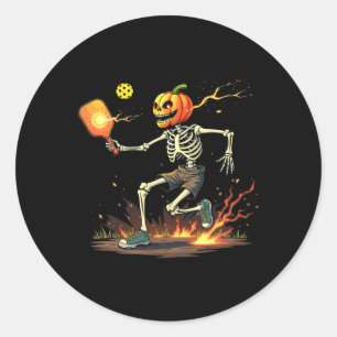 Pumpkin Head Skeleton Picklebyll Halloween Spooky Ronde Sticker