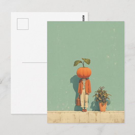 Pumpkin Head Surreal Portrait Briefkaart (Voorkant / Achterkant)