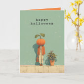 Pumpkin Head Surreal Portrait Kaart (Gele Bloem)