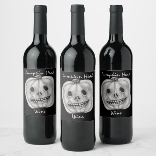 Pumpkin Head Wine | Halloween Wijn Etiket (Flessen)