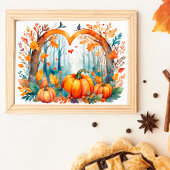 Pumpkin Heart Autumn Forest Wall Poster