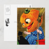 Pumpkin-heks en zwarte kat briefkaart (Voorkant / Achterkant)