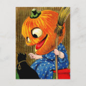 Pumpkin-heks en zwarte kat briefkaart (Voorkant)