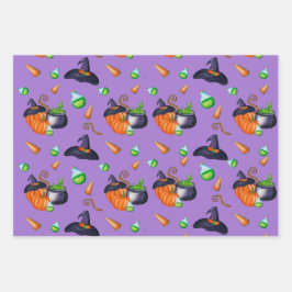 Pumpkin heks pet snoep Design Perfect Halloween Inpakpapier Vel