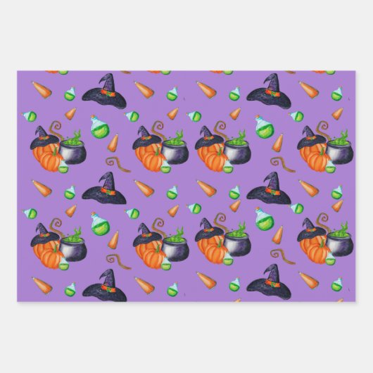 Pumpkin heks pet snoep Design Perfect Halloween Inpakpapier Vel (Voorkant)