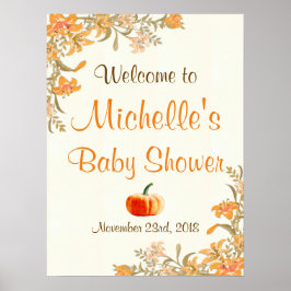 Pumpkin Herfst Autumn Boho Baby shower Welkomsttek Poster
