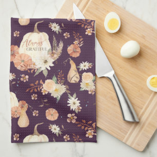 Pumpkin Herfst Autumn Leaves BOHO Floral Waterverf Theedoek