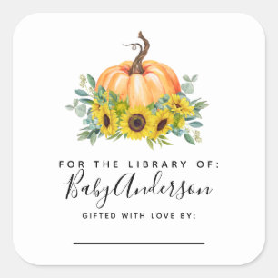 Pumpkin Herfst Baby shower Bladplaat Vierkante Sticker