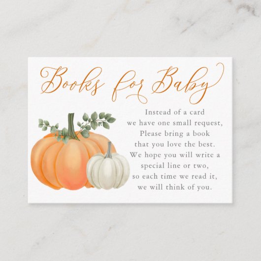 Pumpkin Herfst Baby shower Boekaanvraag Informatiekaartje (Voorkant)