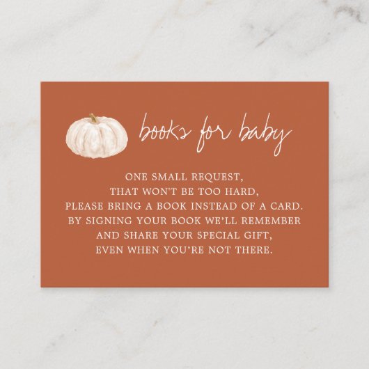 Pumpkin Herfst Baby shower Boekaanvraag Informatiekaartje (Voorkant)