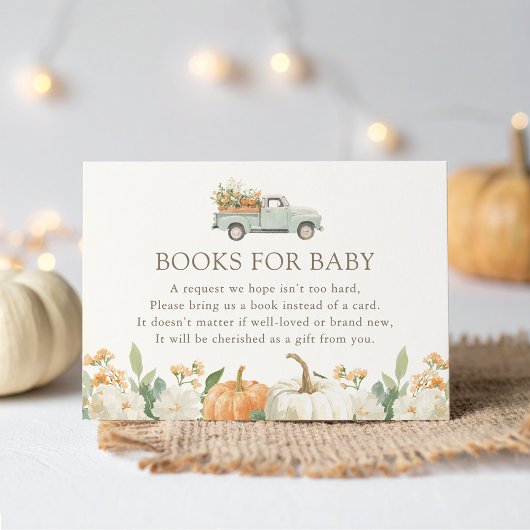 Pumpkin Herfst Baby shower Books for Baby Informatiekaartje