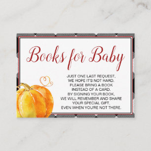 Pumpkin Herfst Baby shower Books for Baby Informatiekaartje