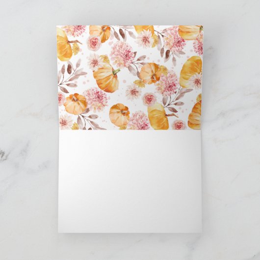 Pumpkin Herfst Baby shower Dank u Bedankkaart (Binnen)