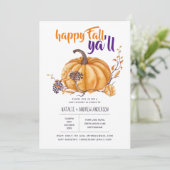 Pumpkin Herfst Baby shower Halloween Org/Purp Kaart (Staand voorkant)
