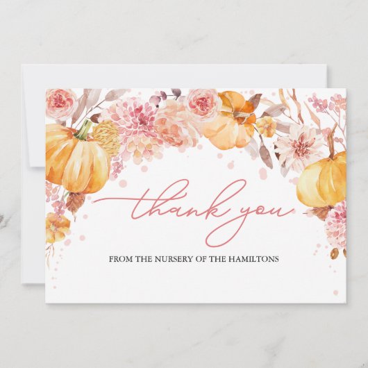 Pumpkin Herfst Baby shower Hartelijk dank Kaart (Voorkant)
