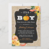 Pumpkin Herfst Baby shower Het is een jongen Rusti Kaart (Voorkant)