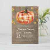 Pumpkin Herfst Baby shower Invitation Burlap Kaart (Staand voorkant)