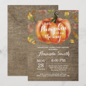 Pumpkin Herfst Baby shower Invitation Burlap Kaart (Voorkant / Achterkant)