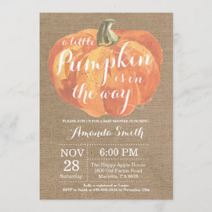 Pumpkin Herfst Baby shower Invitation Burlap Kaart