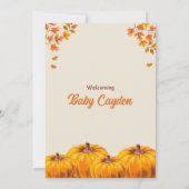 Pumpkin Herfst Baby shower Invitation It's a Boy Kaart (Achterkant)