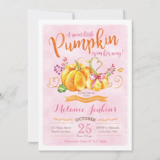 Pumpkin Herfst Baby shower Kaart (Voorkant)