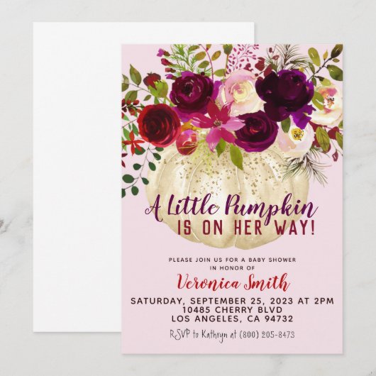 Pumpkin Herfst Baby shower Kaart (Voorkant / Achterkant)