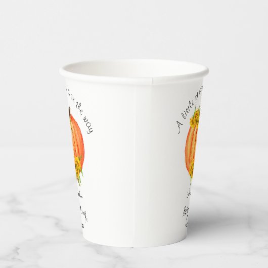 Pumpkin Herfst Baby shower Oranje Witte Papierkop Papieren Bekers (Rechts)