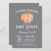Pumpkin Herfst Baby shower Uitnodiging grijs (Voorkant / Achterkant)