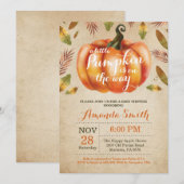 Pumpkin Herfst Baby shower Uitnodiging Rustische V (Voorkant / Achterkant)