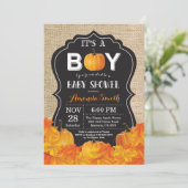 Pumpkin Herfst Baby shower-uitnodigingskaart Burla Kaart (Staand voorkant)