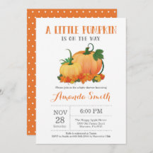 Pumpkin-Herfst Baby shower-uitnodigingskaart