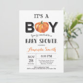 Pumpkin-Herfst Baby shower-uitnodigingskaart Kaart (Staand voorkant)