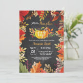 Pumpkin Herfst Baby shower Uitnodigingskarton Kaart (Staand voorkant)