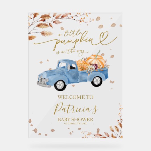 Pumpkin Herfst Baby shower Welkomstbord Acryl Bord (Voorkant)