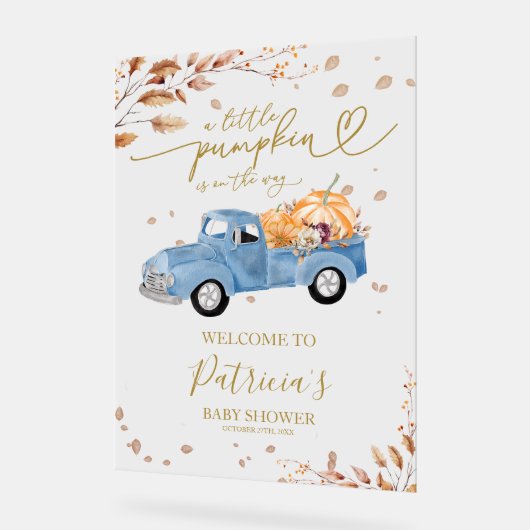 Pumpkin Herfst Baby shower Welkomstbord Acryl Bord (Hoek)