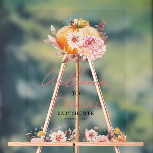 Pumpkin Herfst Baby shower Welkomstbord Acryl Bord (Neutraal)