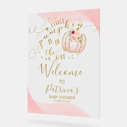 Pumpkin Herfst Baby shower Welkomstbord Acryl Bord (Hoek)