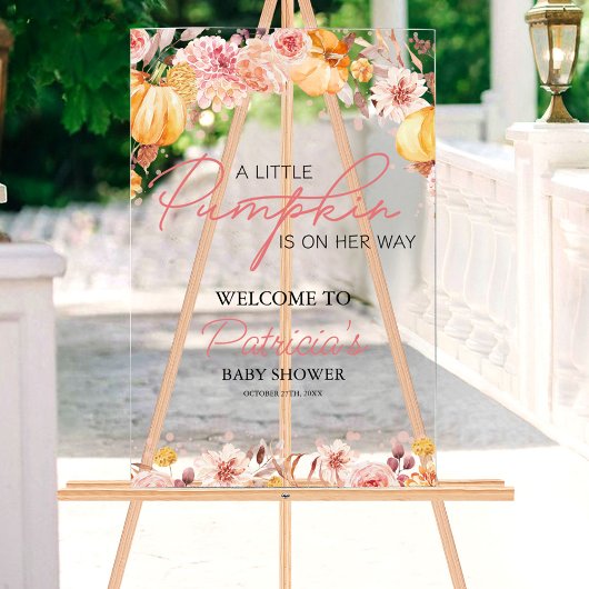 Pumpkin Herfst Baby shower Welkomstbord Acryl Bord