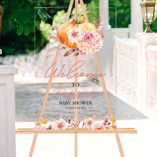 Pumpkin Herfst Baby shower Welkomstbord Acryl Bord