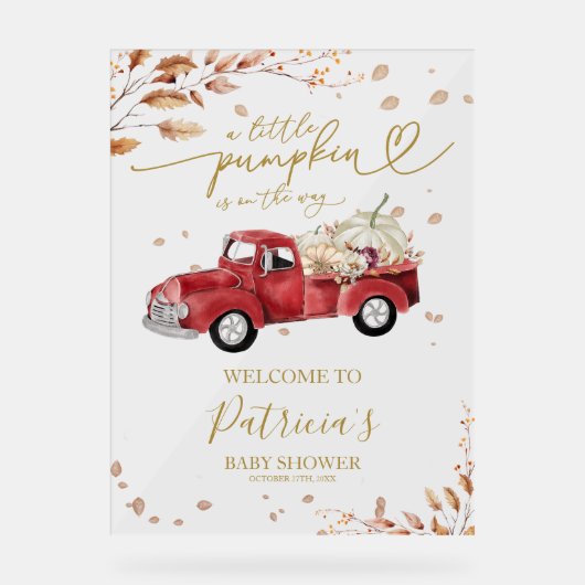 Pumpkin Herfst Baby shower Welkomstbord Acryl Bord (Voorkant)