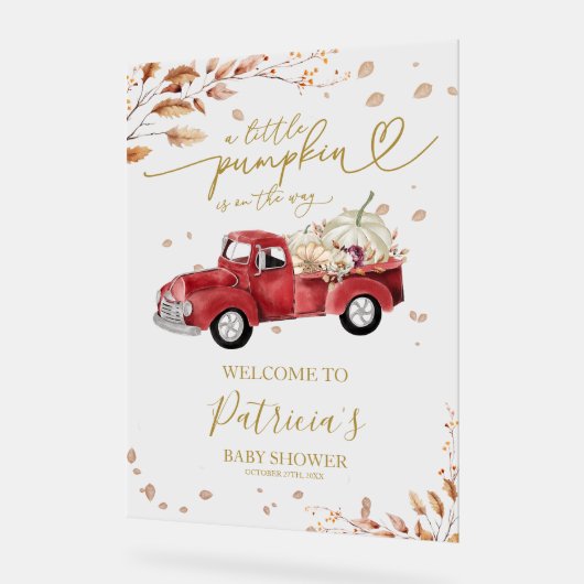 Pumpkin Herfst Baby shower Welkomstbord Acryl Bord (Hoek)