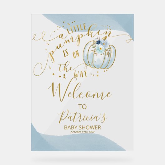 Pumpkin Herfst Baby shower Welkomstbord Acryl Bord (Voorkant)