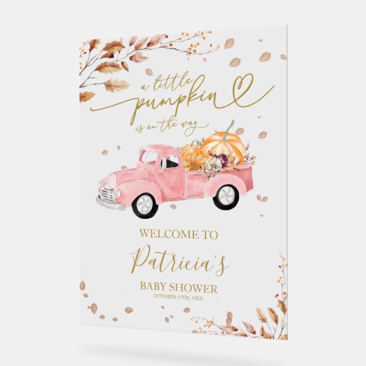 Pumpkin Herfst Baby shower Welkomstbord Acryl Bord (Hoek)