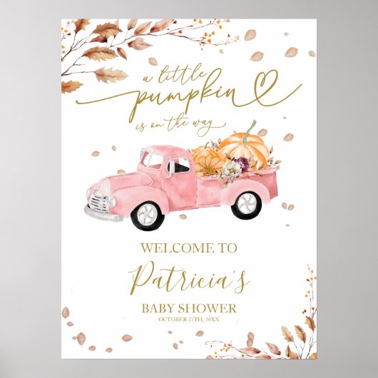 Pumpkin Herfst Baby shower Welkomstbord Poster (Voorkant)